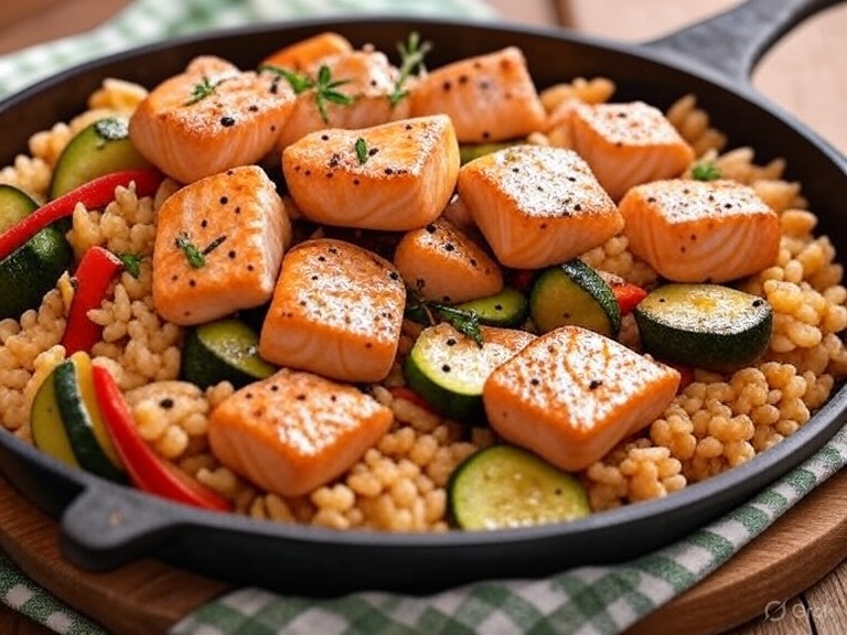 Aromatische Lachspfanne mit Zucchini – Ein leichtes, gesundes Alltagsgericht
