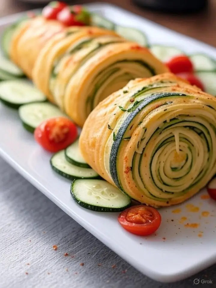 Zucchini-Käse-Rolle aus dem Ofen – Ein raffinierter Party-Snack mit Wow-Effekt