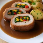 Gefüllter Schweine-Lungenbraten mit Bratkartoffeln und Blauschimmelkäse
