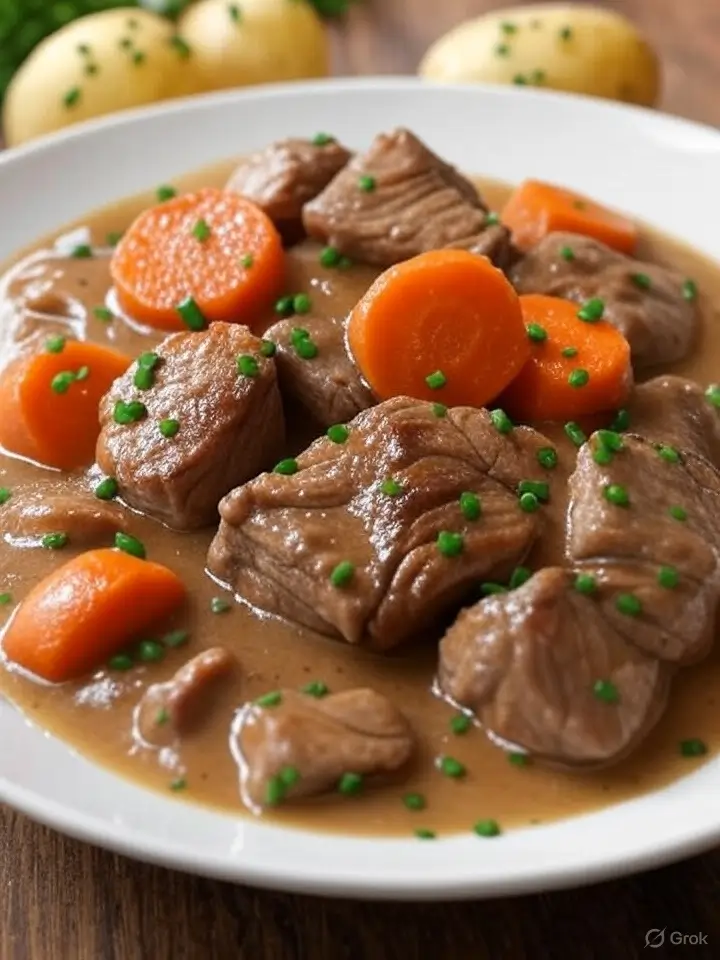 Zarte Schweinewürfel in Möhrensauce – herzhaftes Mittagessen mit Hausmannskost-Charme