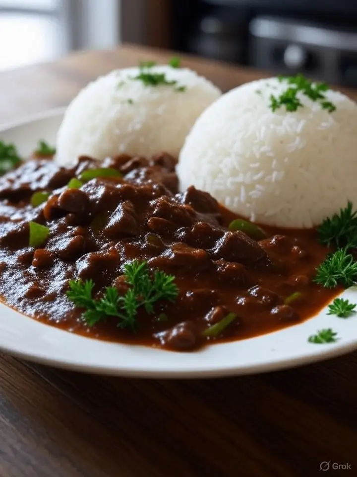 Azu nach Tatarischer Art – würziges Rindfleischragout mit Gewürzgurken und Jasminreis
