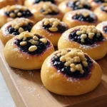 Feine Sahne-Kolatschen mit Quarkfüllung, Streuseln und fruchtigem Kern – ein traditionelles Hefegebäck neu entdeckt